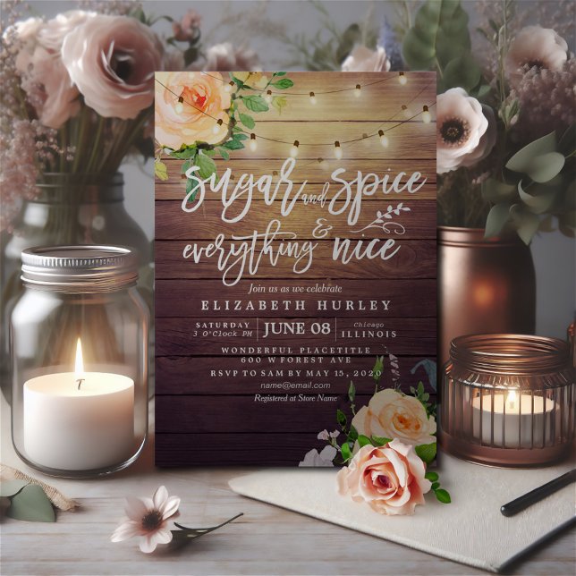 Invitación Azúcar y especias de Baby Shower floral y todo bue (Subido por el creador)