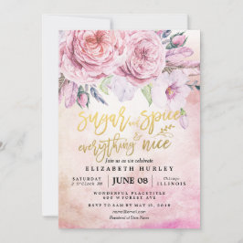 Invitación Azúcar y especias de Baby Shower floral y todo bue