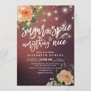 Invitación Azúcar y especias de Baby Shower floral y todo bue
