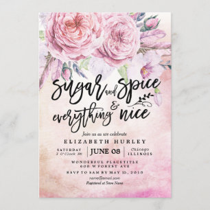 Invitación Azúcar y especias de Baby Shower floral y todo bue