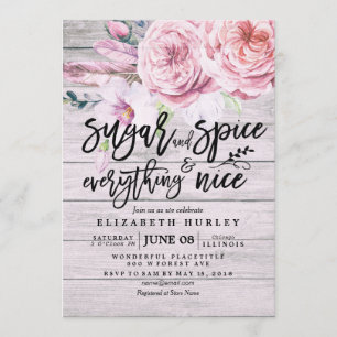 Invitación Azúcar y especias de Baby Shower floral y todo bue