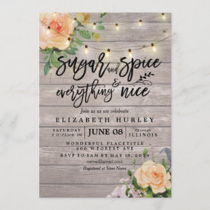 Invitación Azúcar y especias de Baby Shower floral y todo bue