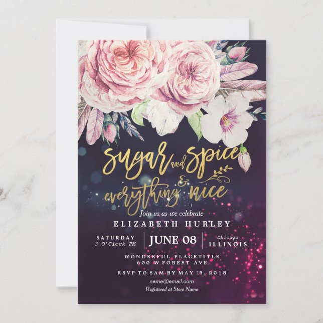 Invitación Azúcar y especias de Baby Shower y todo lo bueno (Anverso)