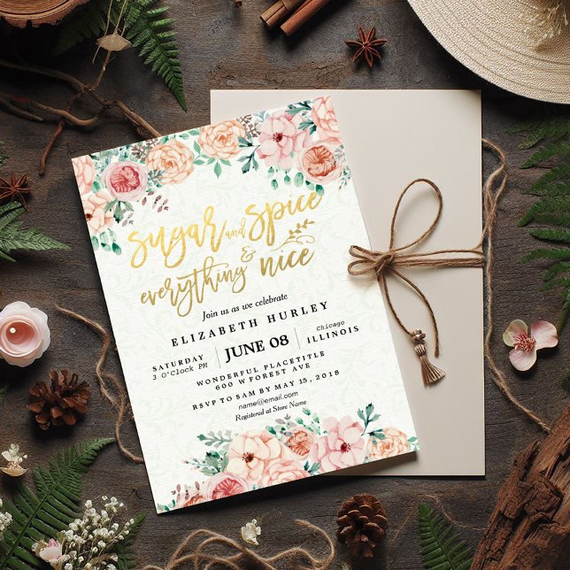 Invitación Azúcar y especias florales y todo lo bueno Baby Sh (Subido por el creador)