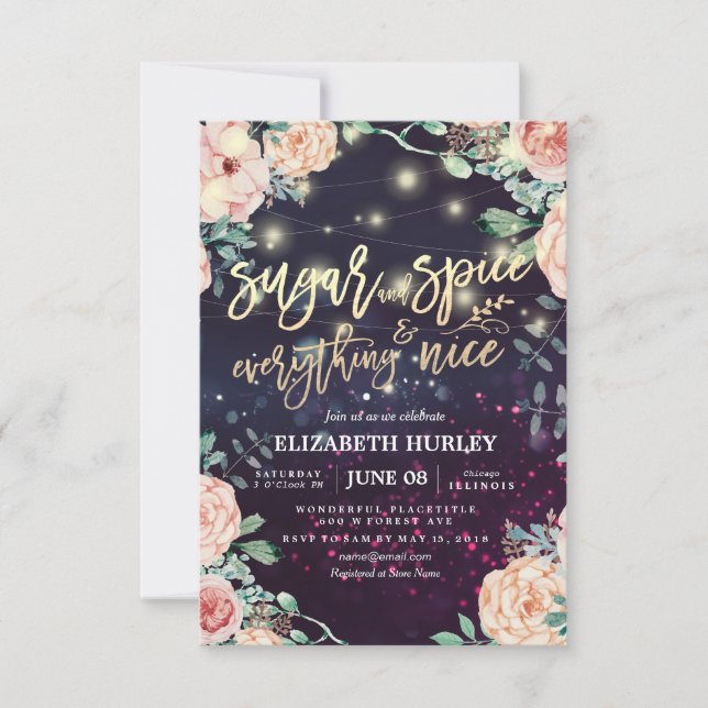 Invitación Azúcar y especias florales y todo lo bueno Baby Sh (Anverso)