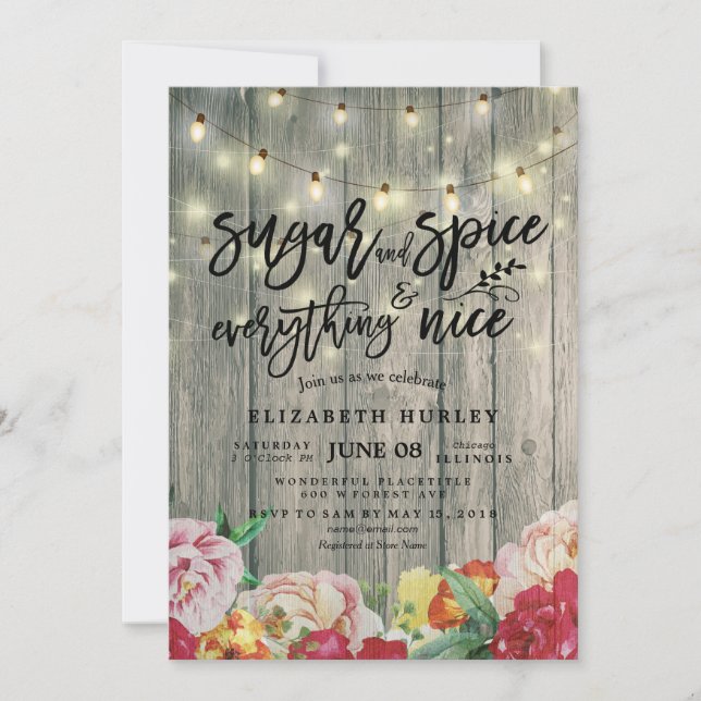 Invitación Azúcar y especias y toda la flor Baby Shower agrad (Anverso)