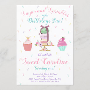Invitación Azúcar y Sprinkles Sweet Tret Cumpleaños