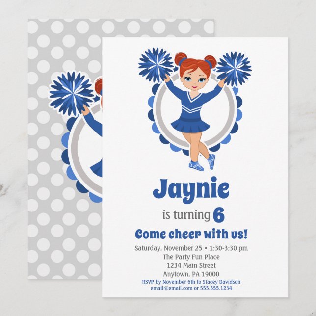 Invitación Azufre - Chicas de Redhead celebran cumpleaños (Anverso / Reverso)