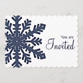 Invitación azul 1 del fiesta de cena del invierno