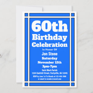 Invitación Azul 60 cumpleaños