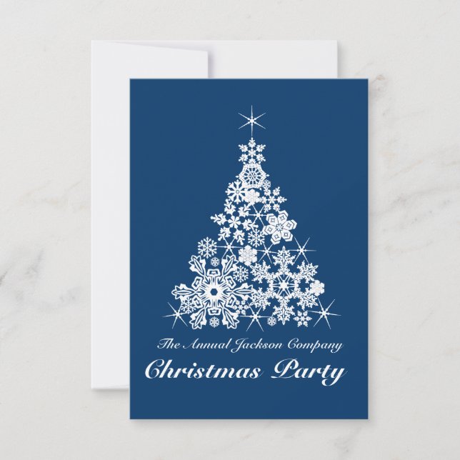 invitación azul a la fiesta de copos de nieve de l (Anverso)