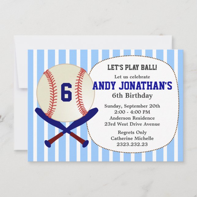 Invitación azul a la fiesta de cumpleaños del niño (Anverso)