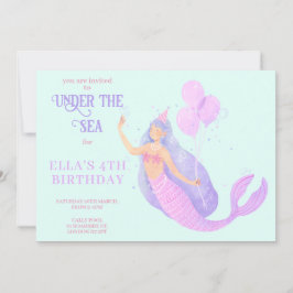 Invitación azul a la sirena bajo el mar