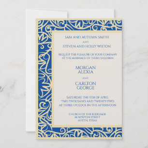 Invitación Azul abstracto de avellana y beige para cualquier