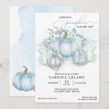 Azul acuarela Pequeño Calabaza Niño Baby Shower