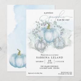 Invitación Azul acuarela Pequeño Calabaza Niño Baby Shower