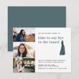Invitación Azul | Adiós al borlón Fiesta de fotos de graduaci