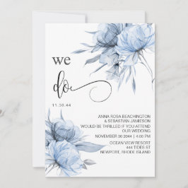 Invitación *~* Azul agitado bucal AR15 Floral RSVP QR BODA