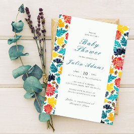 Invitación Azul amarillo acuarela Sunflowers Baby Shower