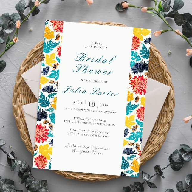 Invitación Azul Amarillo acuático Sunflowers Ducha de novia (Subido por el creador)