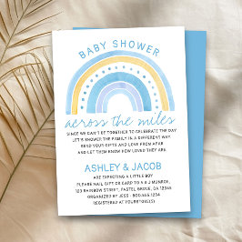 Invitación Azul arcoiris de Baby Shower a través de los chico