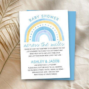 Invitación Azul arcoiris de Baby Shower a través de los chico