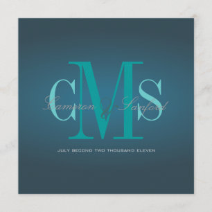 Invitación Azul azul/teal contemporáneo y clásico