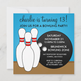 Invitación Azul bahama vamos a tener un Fiesta de boliche