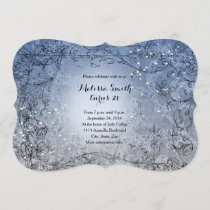 Invitación azul banal de la fiesta de cumpleaños