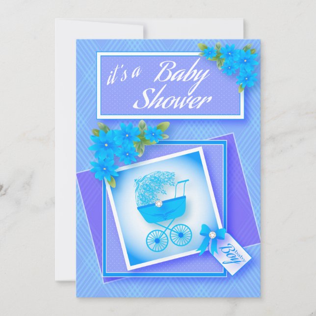 Invitación Azul bebé | Baby Boy Shower Fiesta (Anverso)