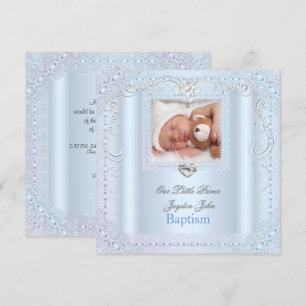 Invitación Azul Bebé Niño Azul Bautizo Bautismo Cruz Príncipe