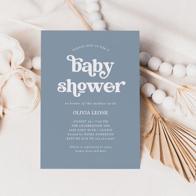 Invitación Azul bigoso y retro | BABY SHOWER (Subido por el creador)