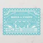 Invitación Azul Boda Papel Picado<br><div class="desc">Diseño moderno de la bandera de papel papel papel de Shelby Allison. Para hacer coincidir las invitaciones,  las tarjetas de respuesta,  los pegatinas y otros elementos,  haga clic en el enlace de abajo para ver la colección de Papel Picado completa.</div>