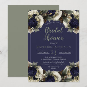 Invitación Azul botánico de invierno Winter White Bridal Sh