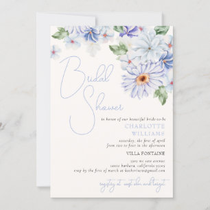 Invitación Azul Brillante Colorido Floral Romántica Ducha de 