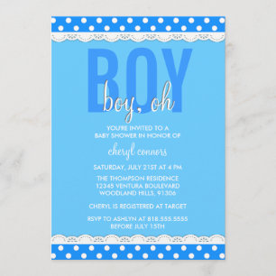 Invitación azul brillante de la ducha del bebé