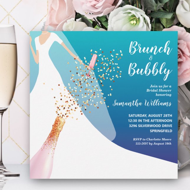 Invitación Azul Brunch and Bubbly Bridal Shower (Subido por el creador)