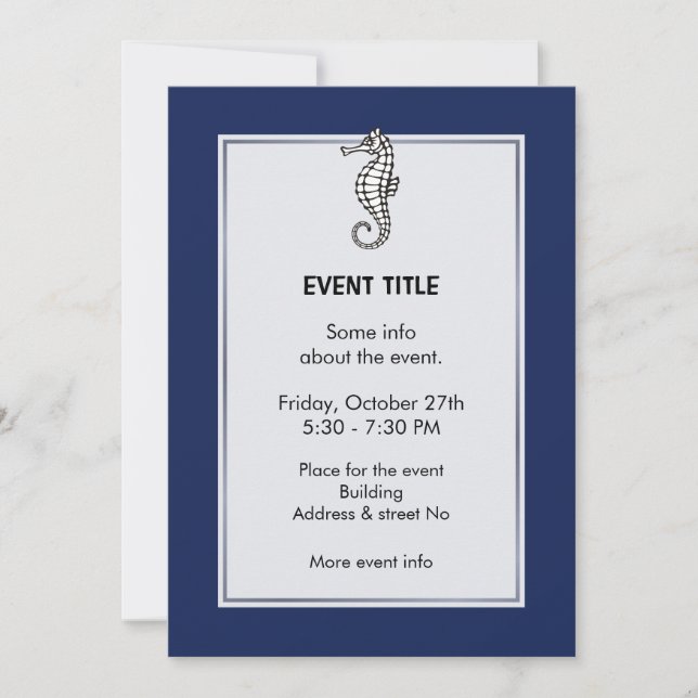 Invitación Azul caballito de mar (Anverso)