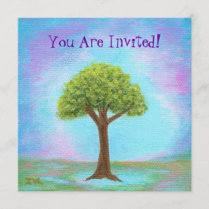 Invitación Azul caprichoso del arte del paisaje del pequeño
