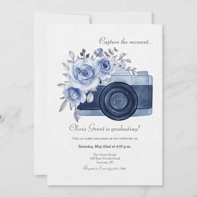 Invitación Azul Captura el Momento (Anverso)