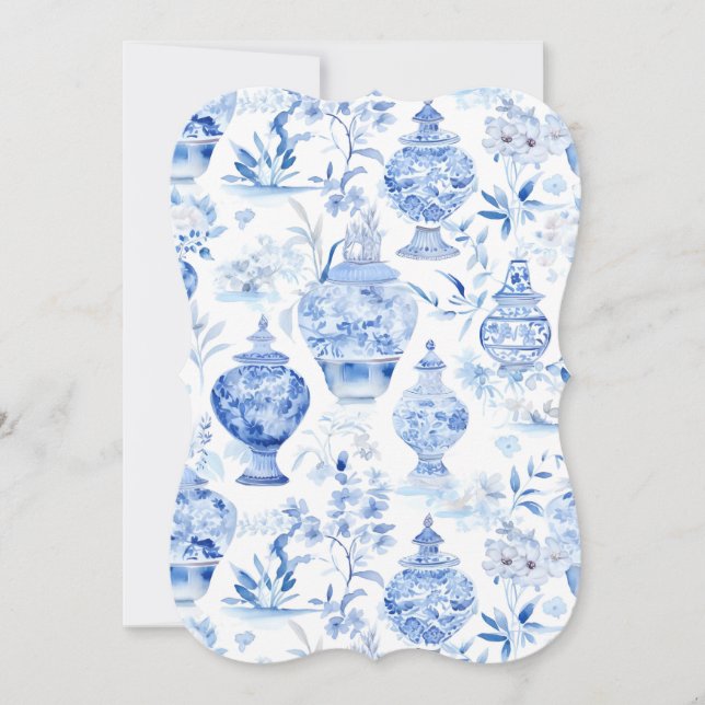 Invitación azul Chinoiserie (Anverso)