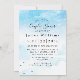 Invitación Azul claro, ducha de novia en la playa