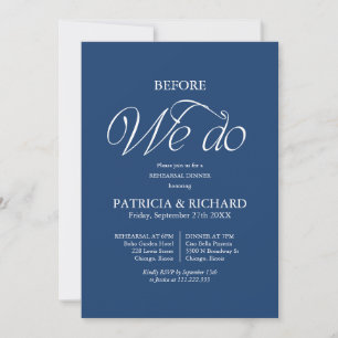 Invitación Azul Cobalto Antes de la Cena de Ensayo de la Boda