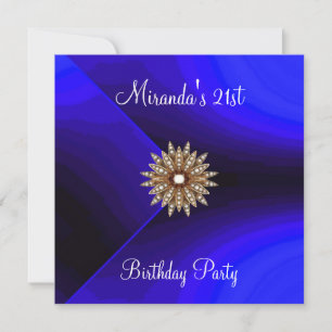 Invitación Azul Cobalto Negro Abstracto 21 Cumpleaños