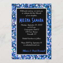Invitación azul confetti