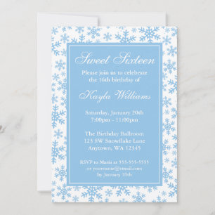 Invitación Azul Copo de nieve Borde de invierno Maravilla dul