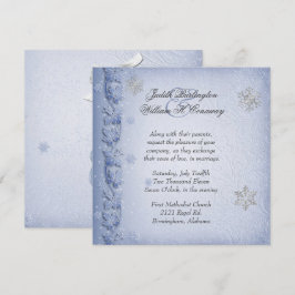 Invitación azul cristalina de la boda del invierno