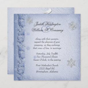 Invitación azul cristalina de la boda del invierno