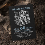 Invitación Azul Cualquier Edad El Hombre El Mito La Leyenda C<br><div class="desc">diseño de tipografía "El hombre el mito la leyenda" en blanco y azul negro,  personalizó tu propio nombre y detalles fiestas. Excelentes invitaciones de cumpleaños para 30,  40,  50,  60,  70,  80,  90 o cualquier otra fiesta de cumpleaños de edad,  y otros días especiales.</div>