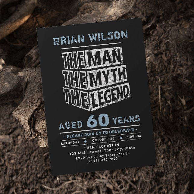 Invitación Azul Cualquier Edad El Hombre El Mito La Leyenda C (Blue Any Age The Man The Myth The Legend Birthday Invitation)